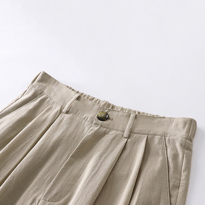Pantalones rectos de algodón y lino con bolsillos para hombre, de Buddha Stones, para primavera y otoño. - image 3