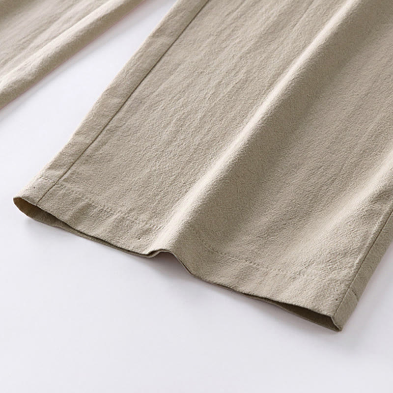 Pantalones rectos de algodón y lino con bolsillos para hombre, de Buddha Stones, para primavera y otoño. - image 7