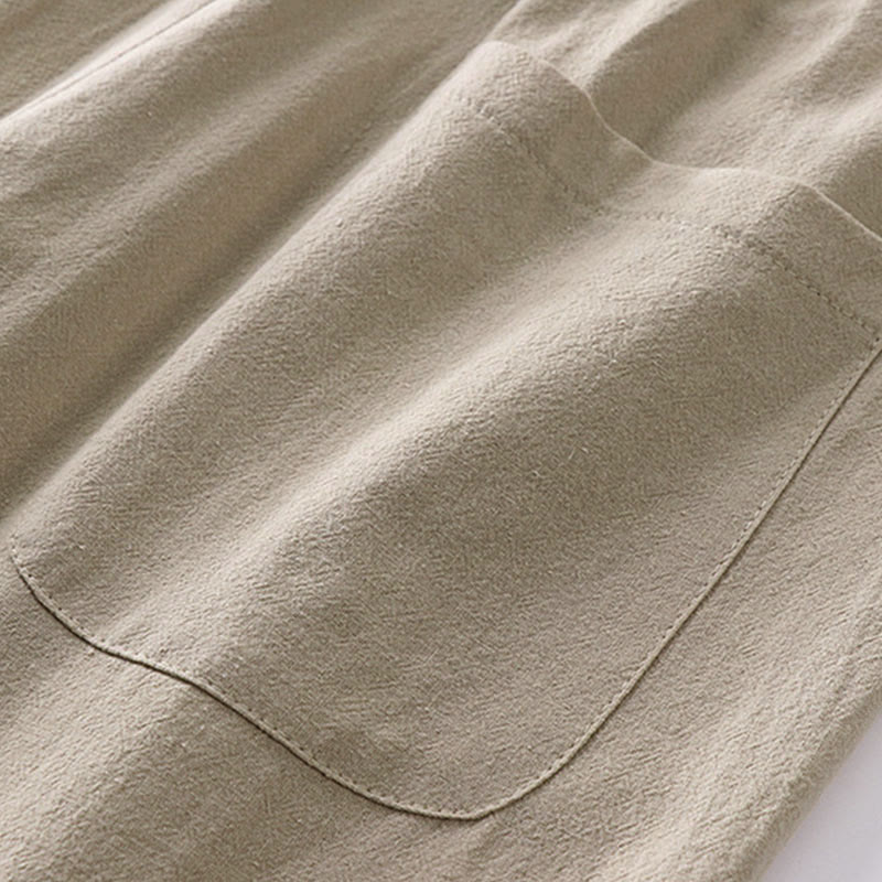Pantalones rectos de algodón y lino con bolsillos para hombre, de Buddha Stones, para primavera y otoño. - image 6