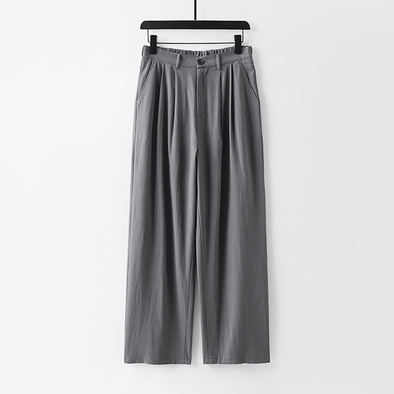 Pantalones rectos de algodón y lino con bolsillos para hombre, de Buddha Stones, para primavera y otoño. - Gris - US/UK/AU54, EU64 (9XL) - image 9
