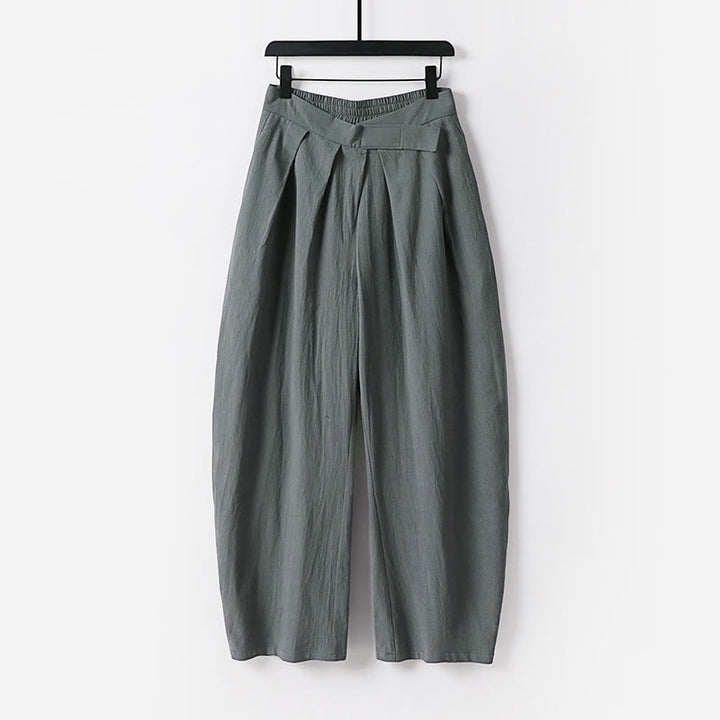Pantalones de lino y algodón para hombre con diseño de Buddha Stones, pierna recta, cremallera y bolsillos. - Gris - US/UK/AU54, EU64 (9XL) - image 0