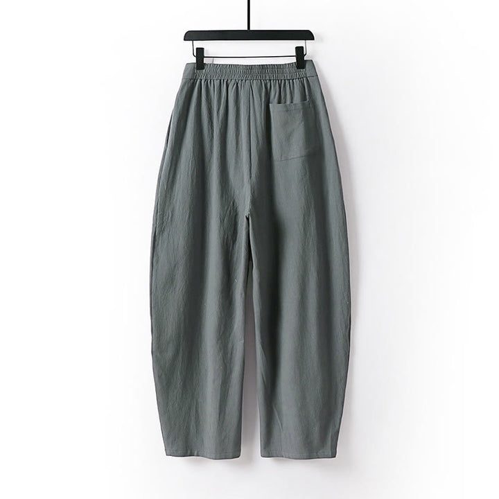 Pantalones de lino y algodón para hombre con diseño de Buddha Stones, pierna recta, cremallera y bolsillos. - image 1