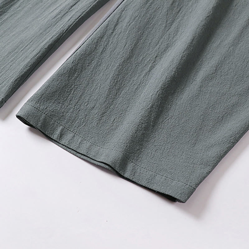 Pantalones de lino y algodón para hombre con diseño de Buddha Stones, pierna recta, cremallera y bolsillos. - image 8