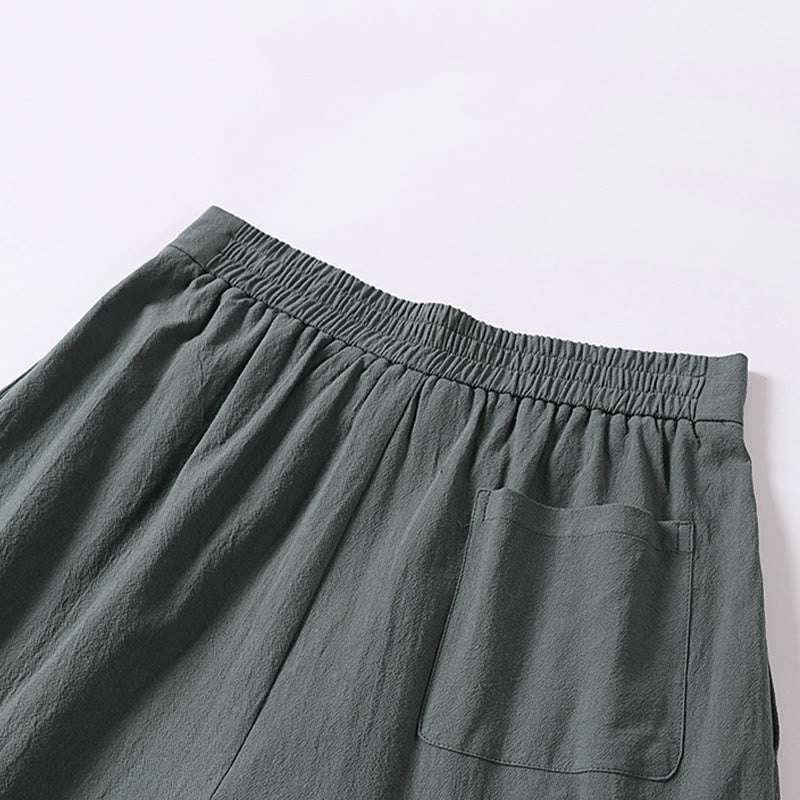 Pantalones de lino y algodón para hombre con diseño de Buddha Stones, pierna recta, cremallera y bolsillos. - image 6