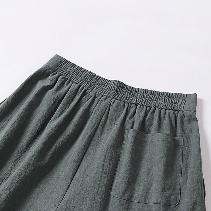 Pantalones de lino y algodón para hombre con diseño de Buddha Stones, pierna recta, cremallera y bolsillos. - image 6