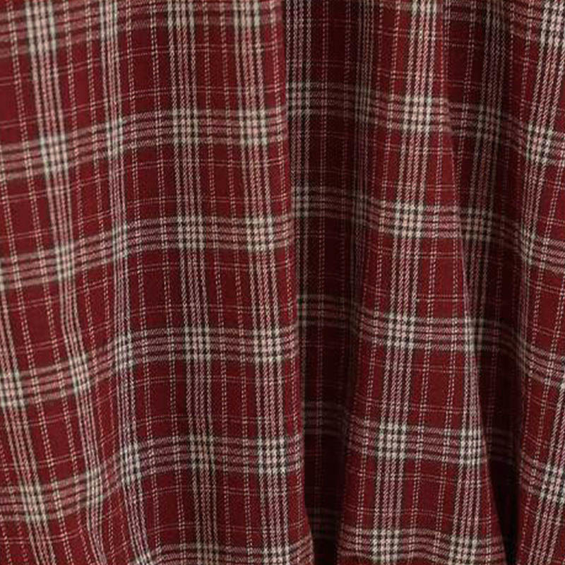 Falda de algodón con estampado a cuadros y bolsillos para mujer de Buddha Stones - image 9