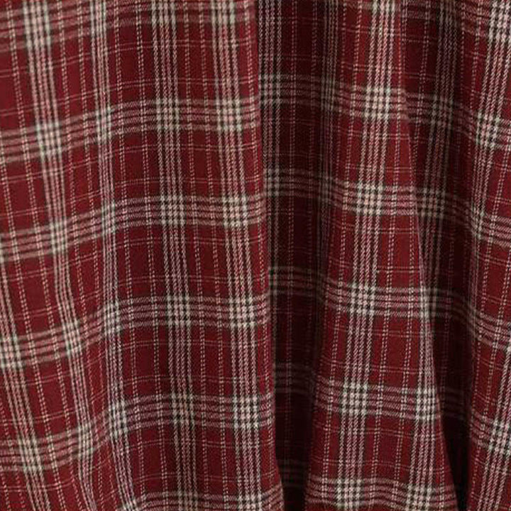 Falda de algodón con estampado a cuadros y bolsillos para mujer de Buddha Stones - image 9