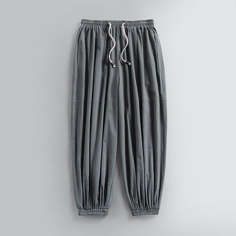 Pantalones de lino y algodón con bolsillos y cordón ajustable hasta el tobillo para hombre de Buddha Stones - Gris - US/UK/AU54, EU64 (9XL) - image 2