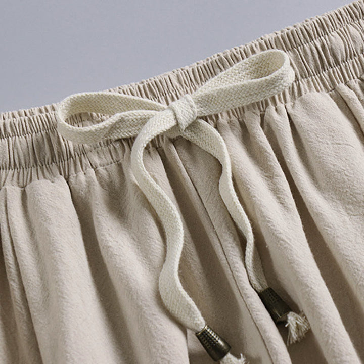 Pantalones de lino y algodón con bolsillos y cordón ajustable hasta el tobillo para hombre de Buddha Stones - image 6