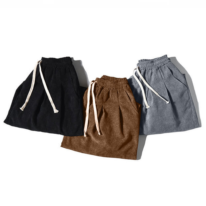 Pantalones harén de pana con forro polar liso y diseño simple para hombre, estilo retro Buddha Stones, con bolsillos - image 48