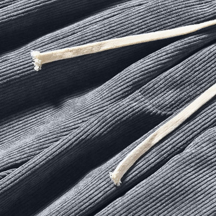 Pantalones harén de pana con forro polar liso y diseño simple para hombre, estilo retro Buddha Stones, con bolsillos - image 29