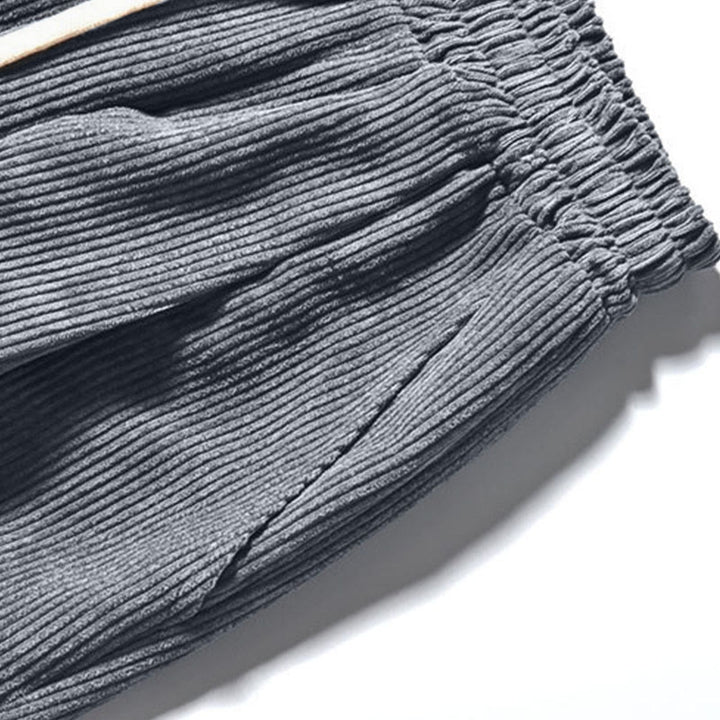 Pantalones harén de pana con forro polar liso y diseño simple para hombre, estilo retro Buddha Stones, con bolsillos - image 27