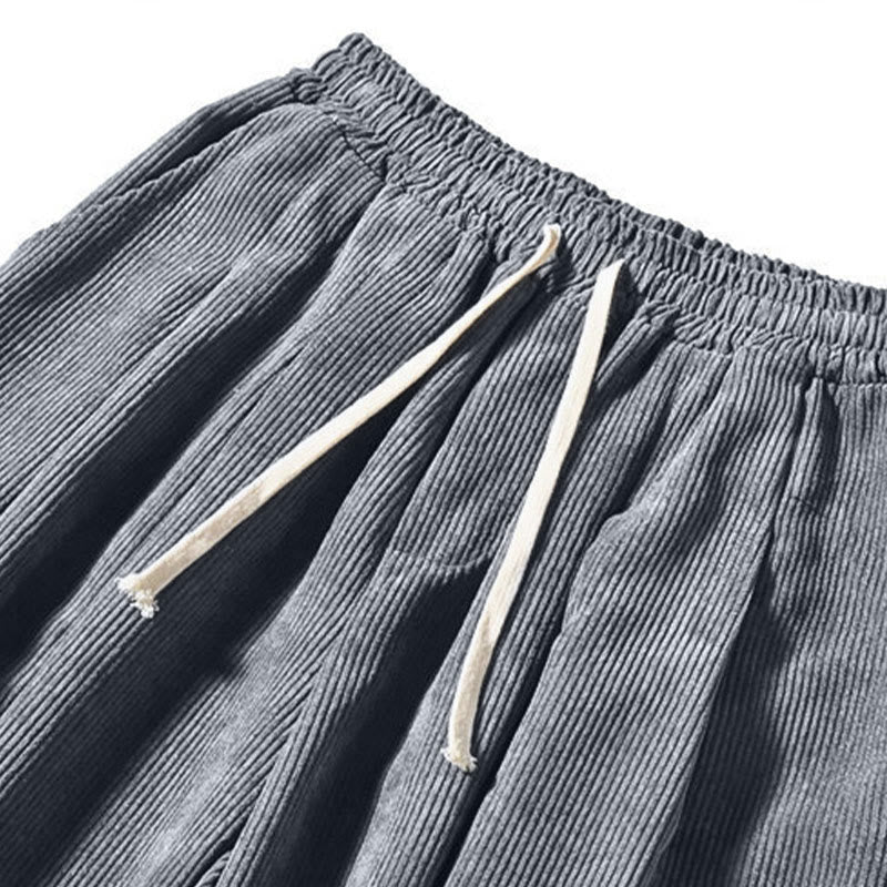 Pantalones harén de pana con forro polar liso y diseño simple para hombre, estilo retro Buddha Stones, con bolsillos - image 26