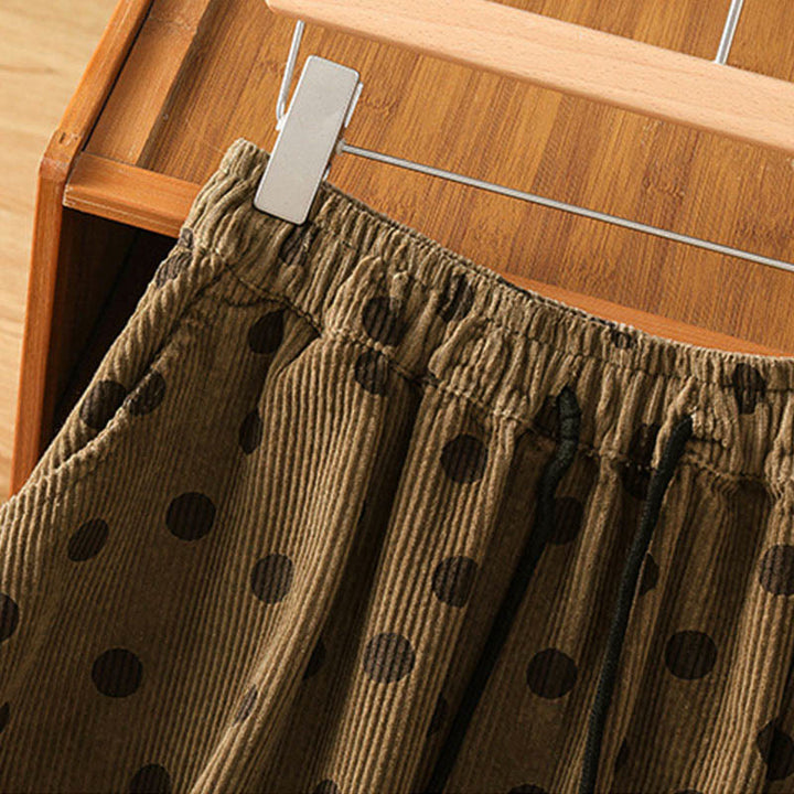 Falda de pana con estampado de lunares de invierno de Buddha Stones para mujer con bolsillos - image 3