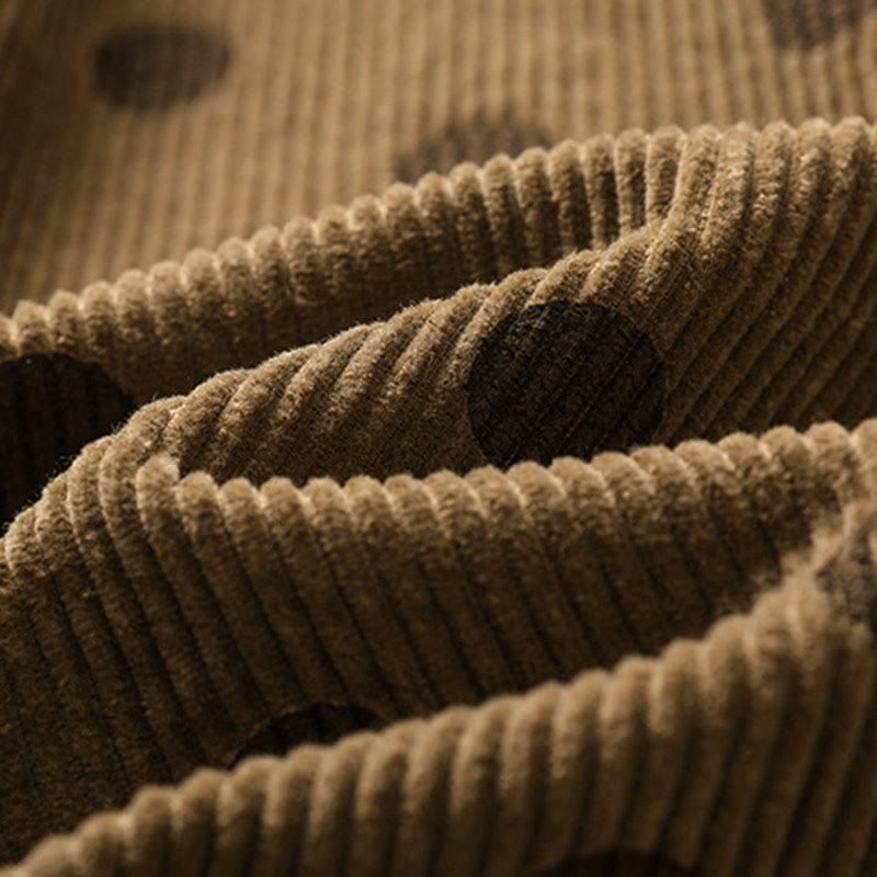 Falda de pana con estampado de lunares de invierno de Buddha Stones para mujer con bolsillos - image 5