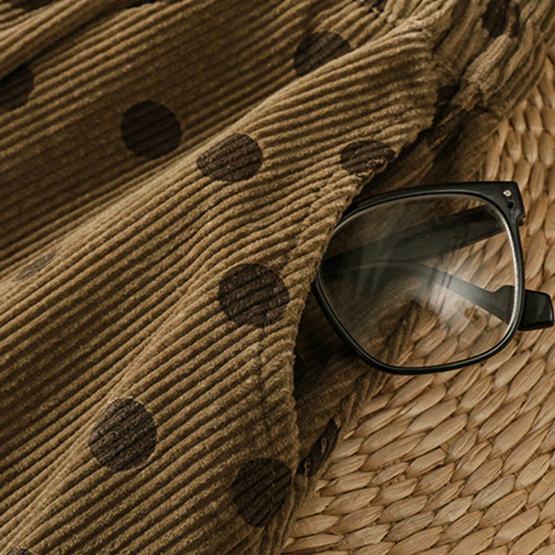 Falda de pana con estampado de lunares de invierno de Buddha Stones para mujer con bolsillos - image 7