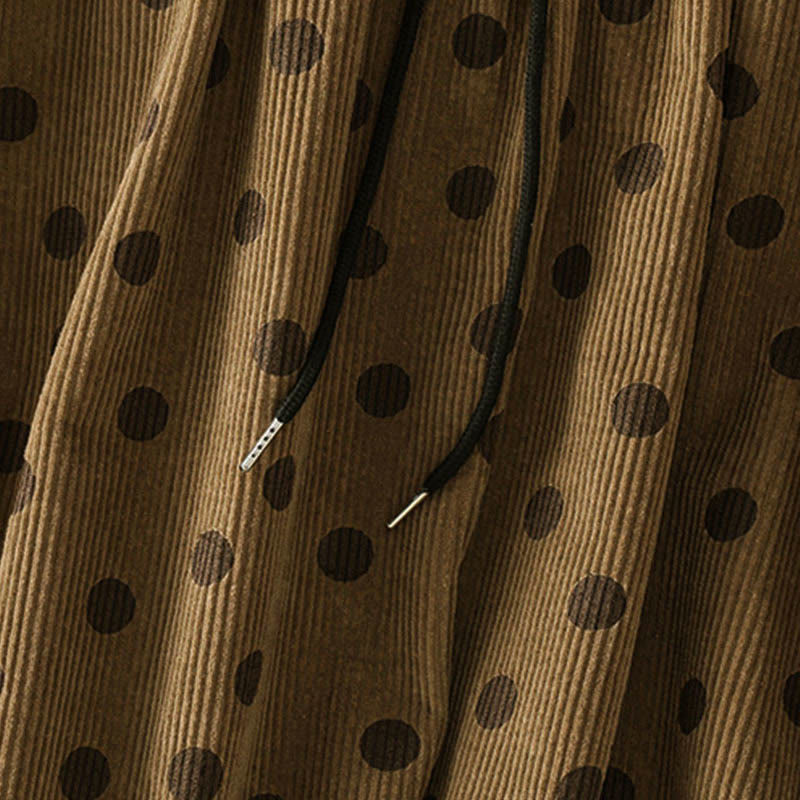 Falda de pana con estampado de lunares de invierno de Buddha Stones para mujer con bolsillos - image 6