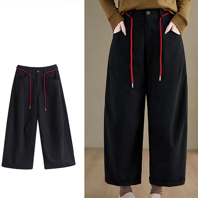 Pantalones casuales de algodón liso Buddha Stones para mujer, largos 7-8, con bolsillos - image 14
