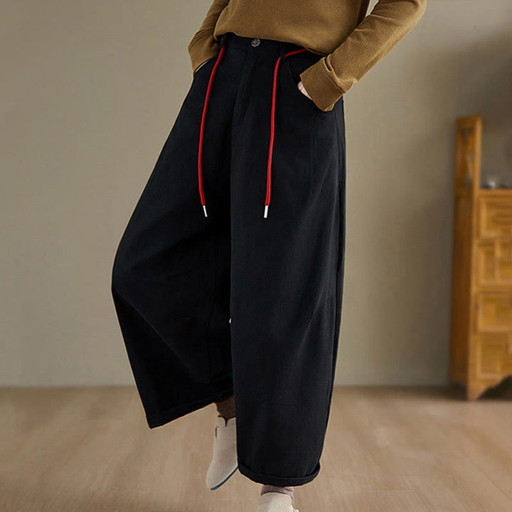 Pantalones casuales de algodón liso Buddha Stones para mujer, largos 7-8, con bolsillos - image 13