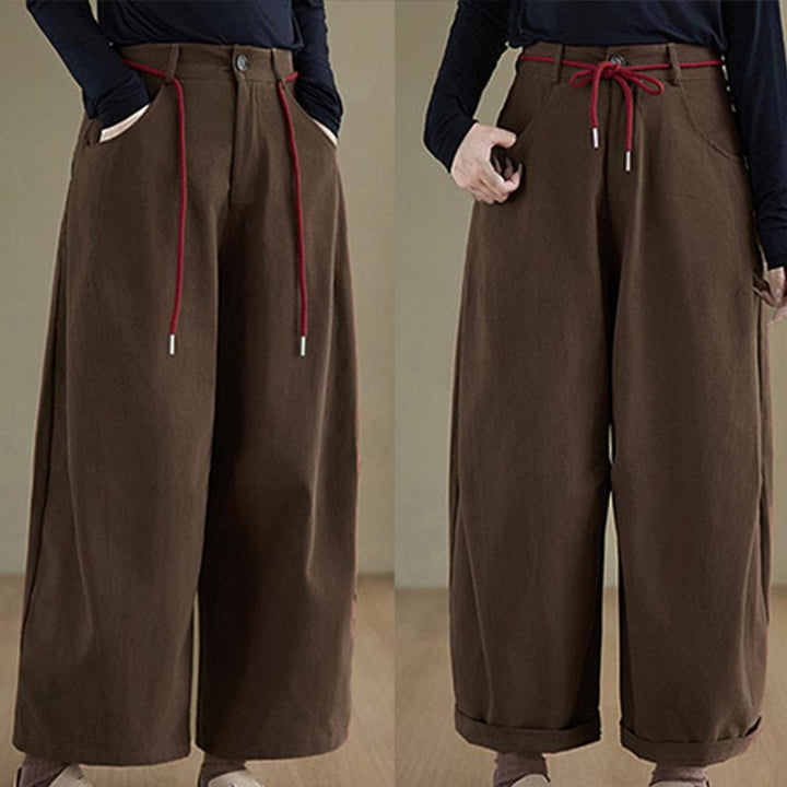 Pantalones casuales de algodón liso Buddha Stones para mujer, largos 7-8, con bolsillos - image 10