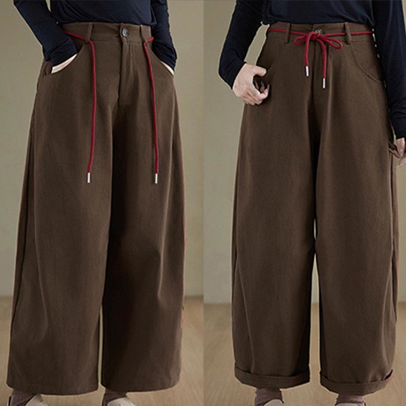 Pantalones casuales de algodón liso Buddha Stones para mujer, largos 7-8, con bolsillos - image 10