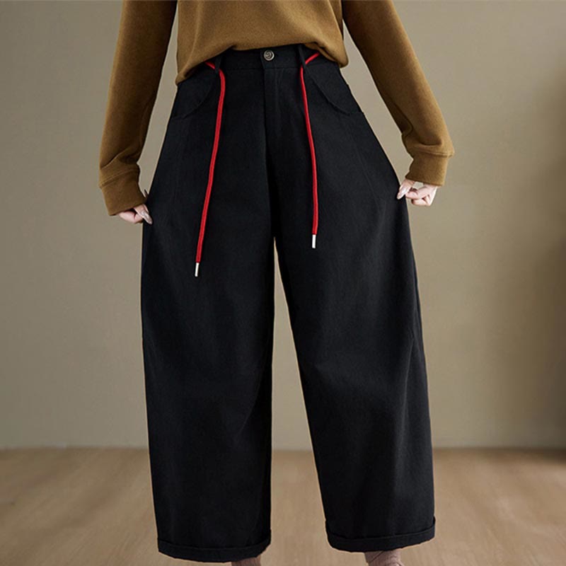 Pantalones casuales de algodón liso Buddha Stones para mujer, largos 7-8, con bolsillos - image 12