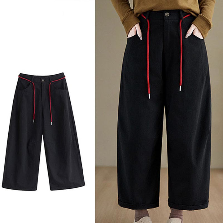 Pantalones casuales de algodón liso Buddha Stones para mujer, largos 7-8, con bolsillos - image 14