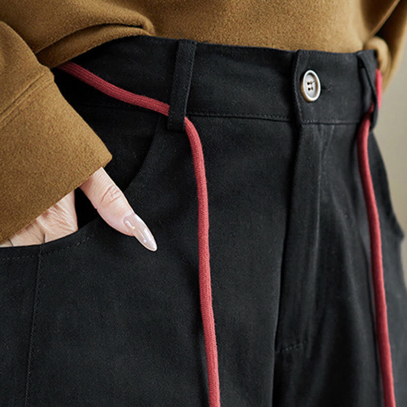 Pantalones casuales de algodón liso Buddha Stones para mujer, largos 7-8, con bolsillos - image 18