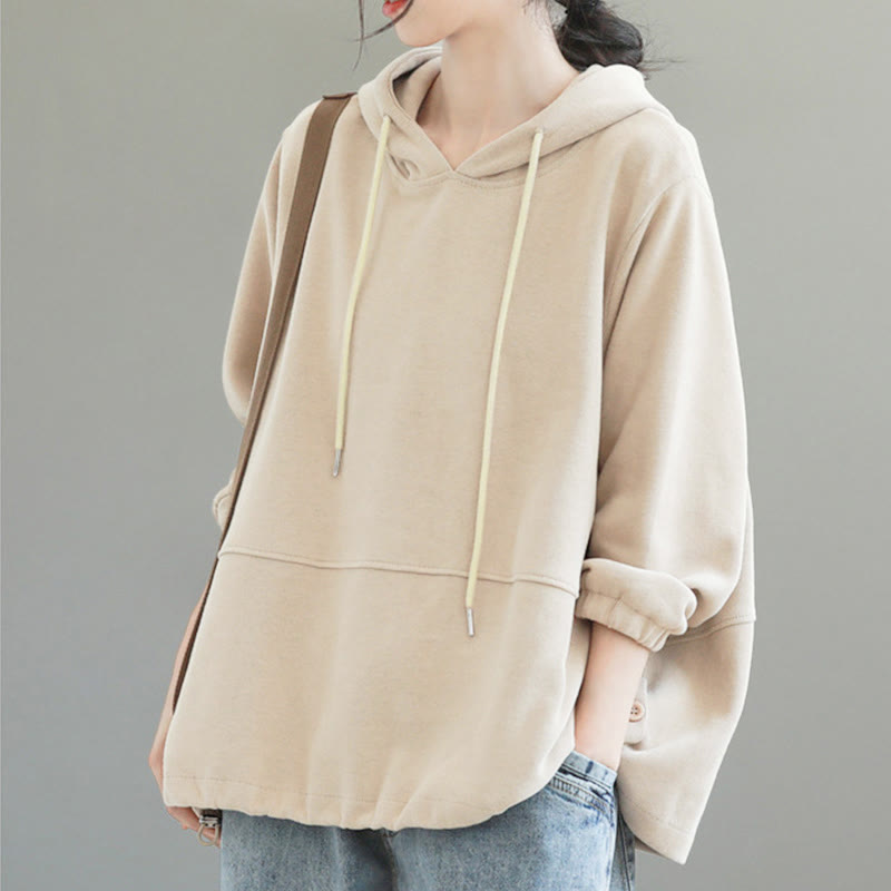 Sudadera con capucha de algodón de manga larga para mujer con Buddha Stones otoñales, botones laterales y color liso - image 5