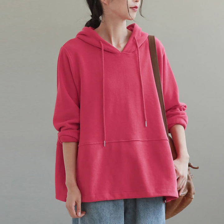 Sudadera con capucha de algodón de manga larga para mujer con Buddha Stones otoñales, botones laterales y color liso - image 14