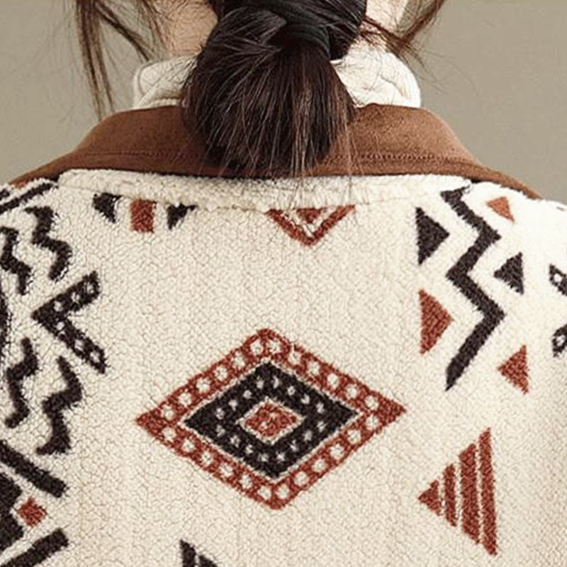 Chaqueta de algodón de manga larga para mujer con estampados geométricos y Buddha Stones para otoño e invierno  - image 13