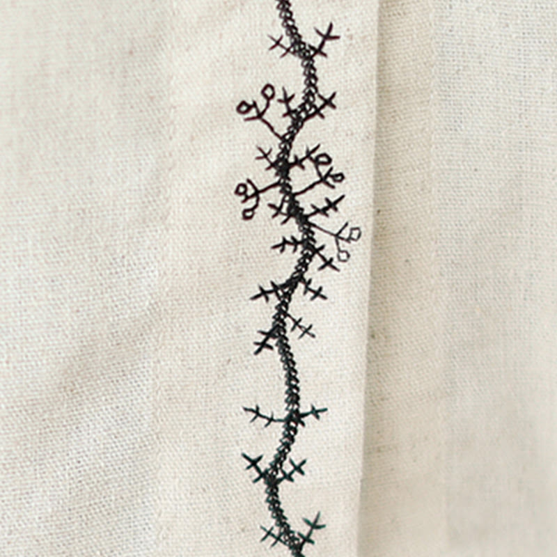 Camisa de algodón de manga larga con cuello Peter Pan para mujer con diseño de botones bordados de primavera y Buddha Stones - image 10