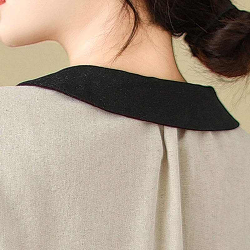 Camisa de algodón de manga larga con cuello Peter Pan para mujer con diseño de botones bordados de primavera y Buddha Stones - image 8