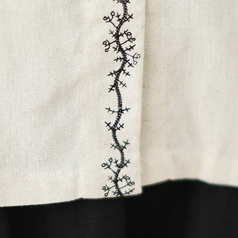 Camisa de algodón de manga larga con cuello Peter Pan para mujer con diseño de botones bordados de primavera y Buddha Stones - image 11