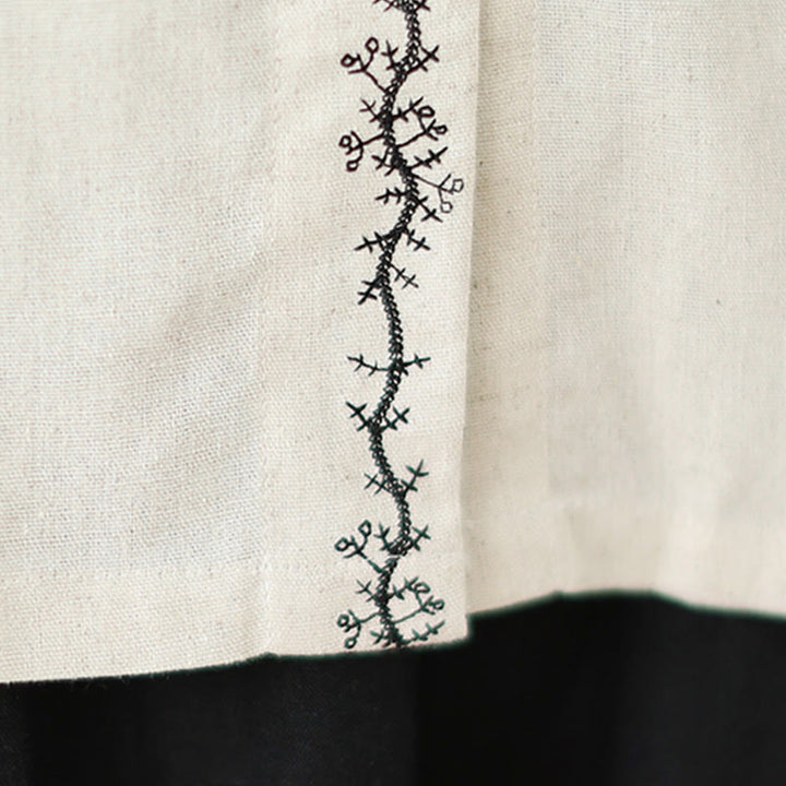 Camisa de algodón de manga larga con cuello Peter Pan para mujer con diseño de botones bordados de primavera y Buddha Stones - image 11