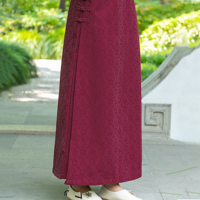 Falda de pana con botones de rana y bolsillos para mujer, con estampado floral de Buddha Stones, para otoño e invierno - image 8