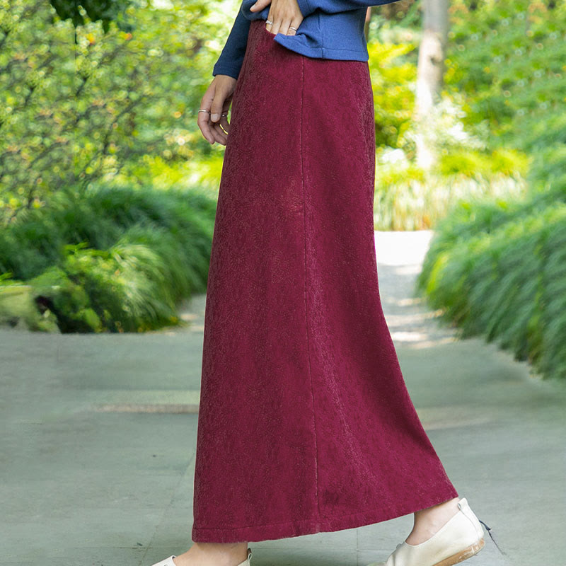 Falda de pana con botones de rana y bolsillos para mujer, con estampado floral de Buddha Stones, para otoño e invierno - image 7