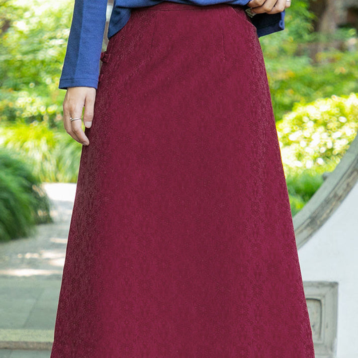 Falda de pana con botones de rana y bolsillos para mujer, con estampado floral de Buddha Stones, para otoño e invierno - image 9