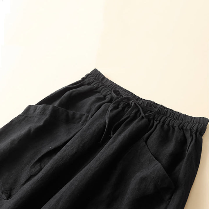 Pantalones capri tipo harem lisos con bolsillos para mujer de Buddha Stones Commute - image 9
