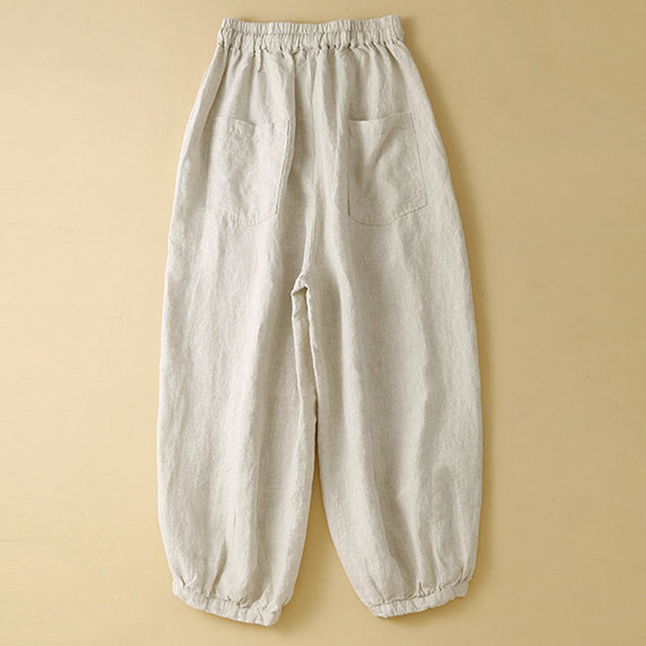 Pantalones capri tipo harem lisos con bolsillos para mujer de Buddha Stones Commute - image 12