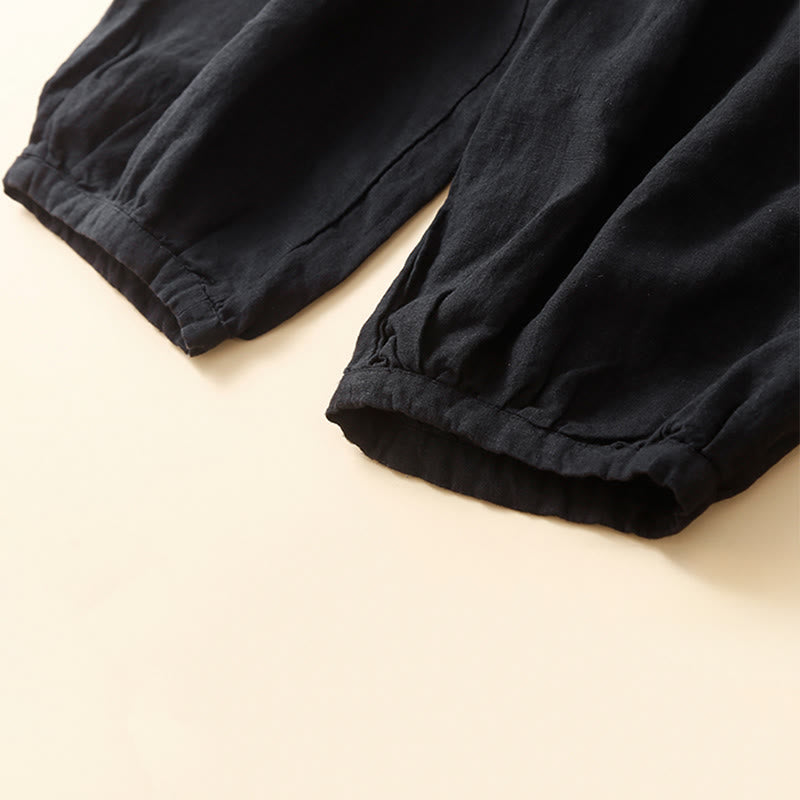 Pantalones capri tipo harem lisos con bolsillos para mujer de Buddha Stones Commute - image 10