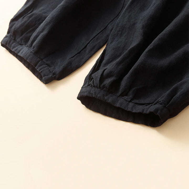 Pantalones capri tipo harem lisos con bolsillos para mujer de Buddha Stones Commute - image 10