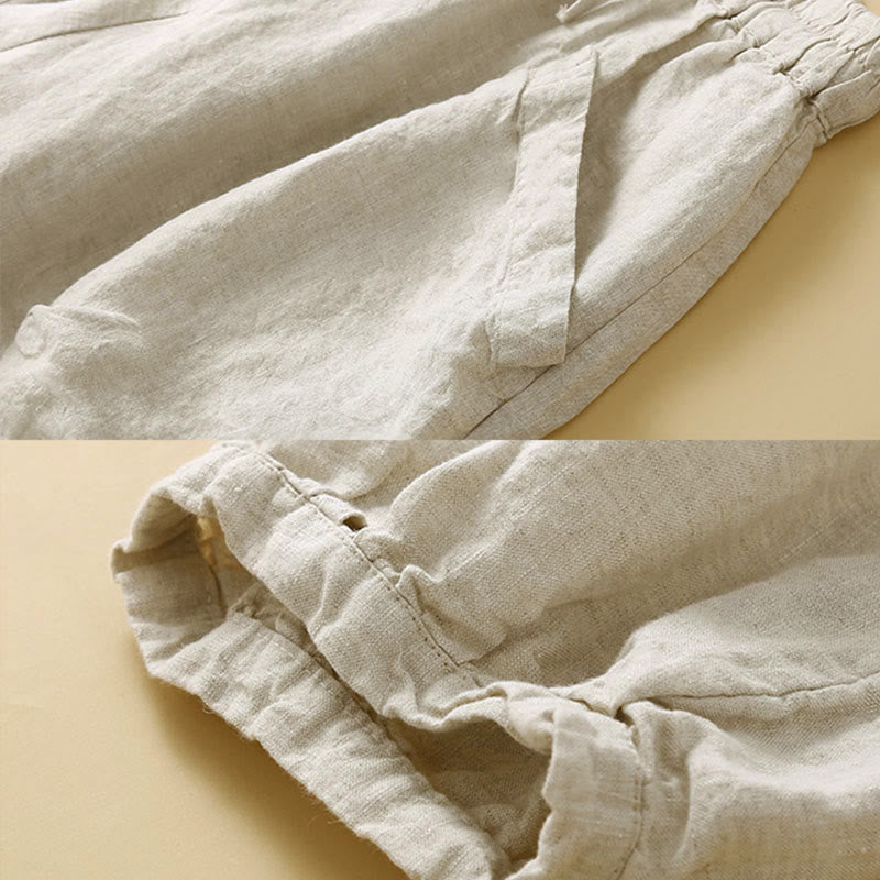 Pantalones capri tipo harem lisos con bolsillos para mujer de Buddha Stones Commute - image 16