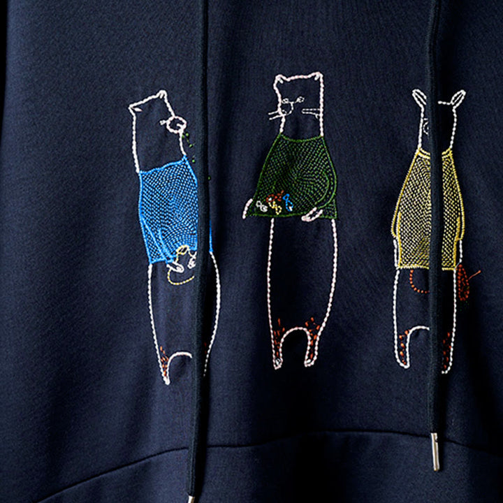 Sudadera con capucha de manga larga para mujer con bordado de oso y Buddha Stones en otoño - image 6