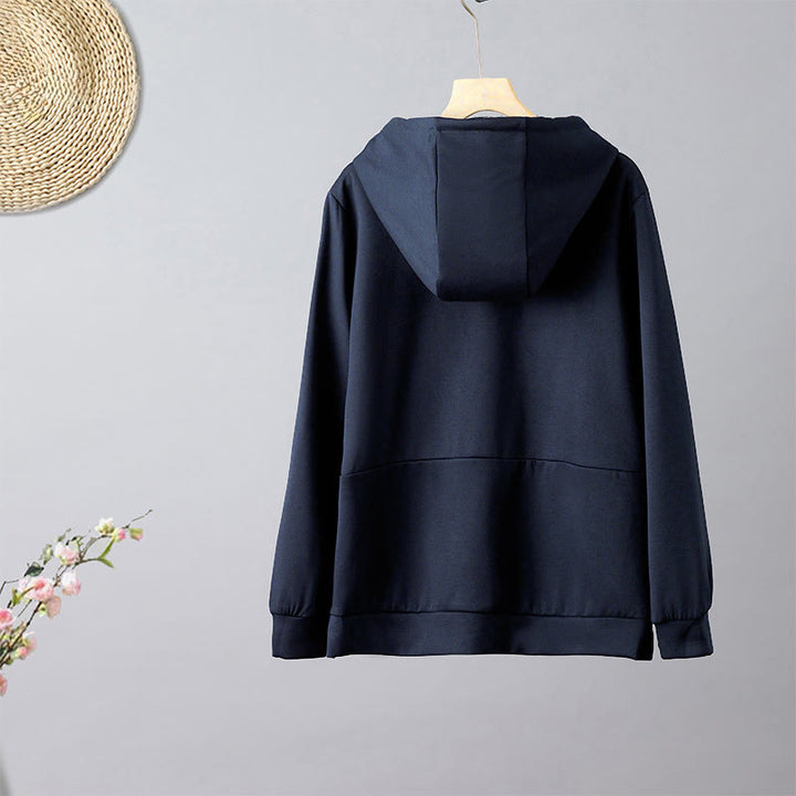 Sudadera con capucha de manga larga para mujer con bordado de oso y Buddha Stones en otoño - image 2