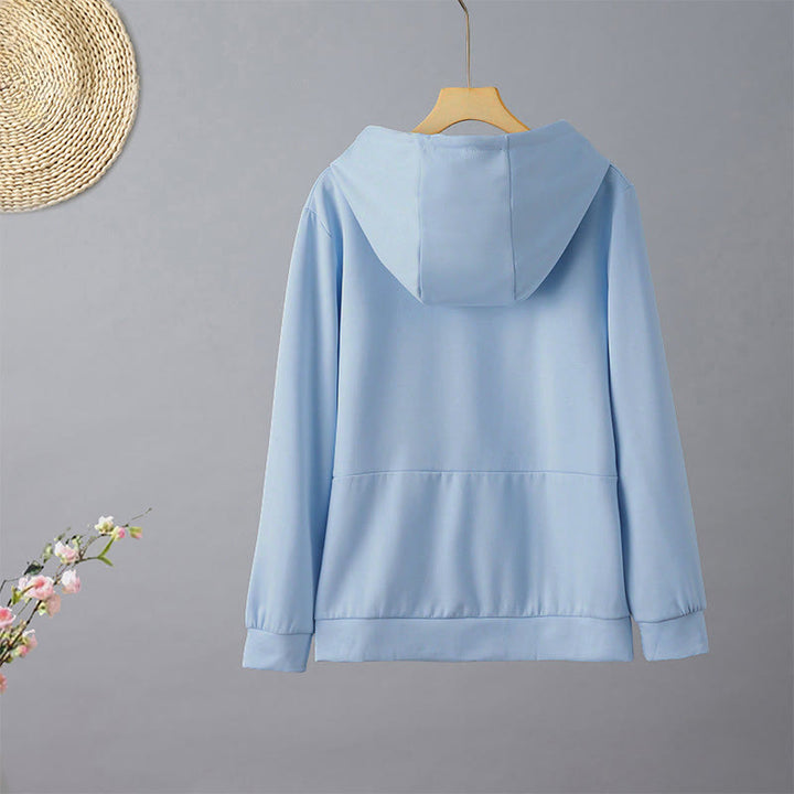 Sudadera con capucha de manga larga para mujer con bordado de oso y Buddha Stones en otoño - image 9