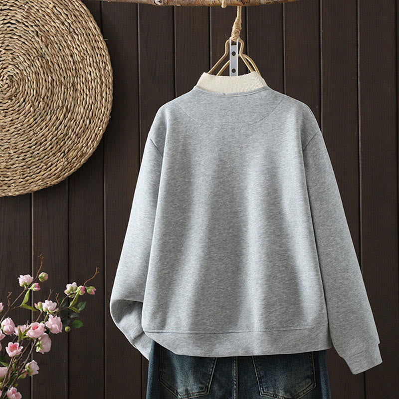 Chaqueta de algodón de manga larga para mujer, sencilla, lisa, con cuello en V y botones, con estampado de Buddha Stones - image 7