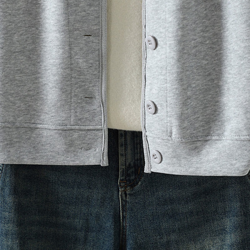 Chaqueta de algodón de manga larga para mujer, sencilla, lisa, con cuello en V y botones, con estampado de Buddha Stones - image 12