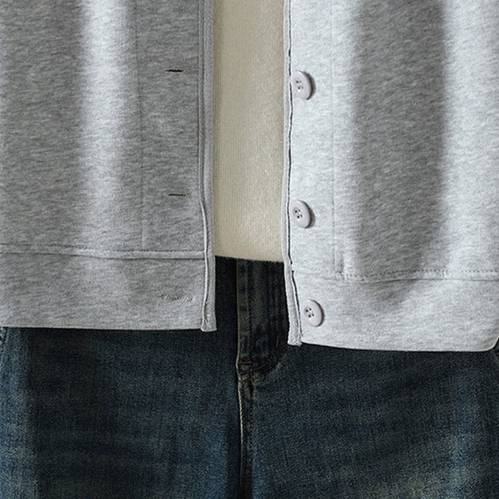 Chaqueta de algodón de manga larga para mujer, sencilla, lisa, con cuello en V y botones, con estampado de Buddha Stones - image 12