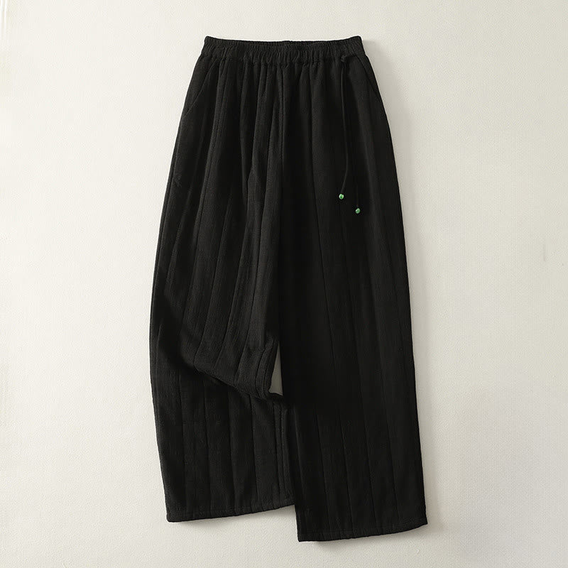Pantalones gruesos de algodón y poliéster con bolsillos para mujer de Buddha Stones - Negro - US8-10，UK/AU12-14，EU40-42 (2XL) - image 8